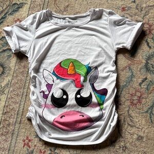 Maternity White Unicorn Graphic T-Shirt